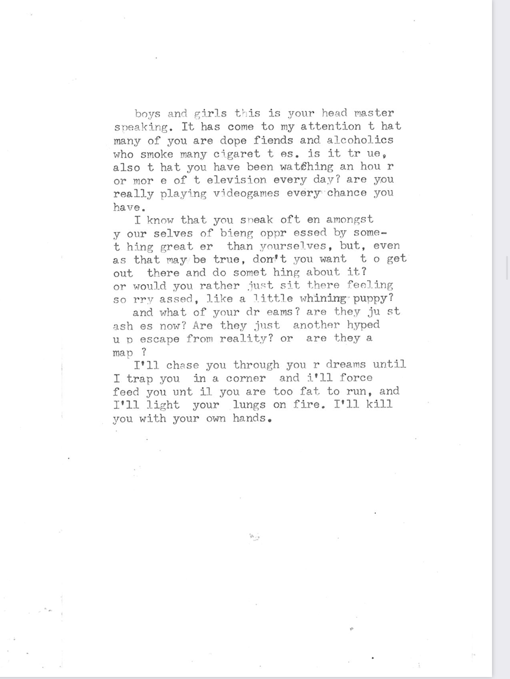 an image of typewritten text